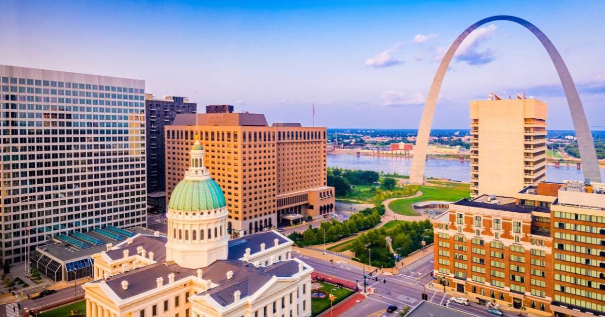 View of cityscape of St. Louis, MO