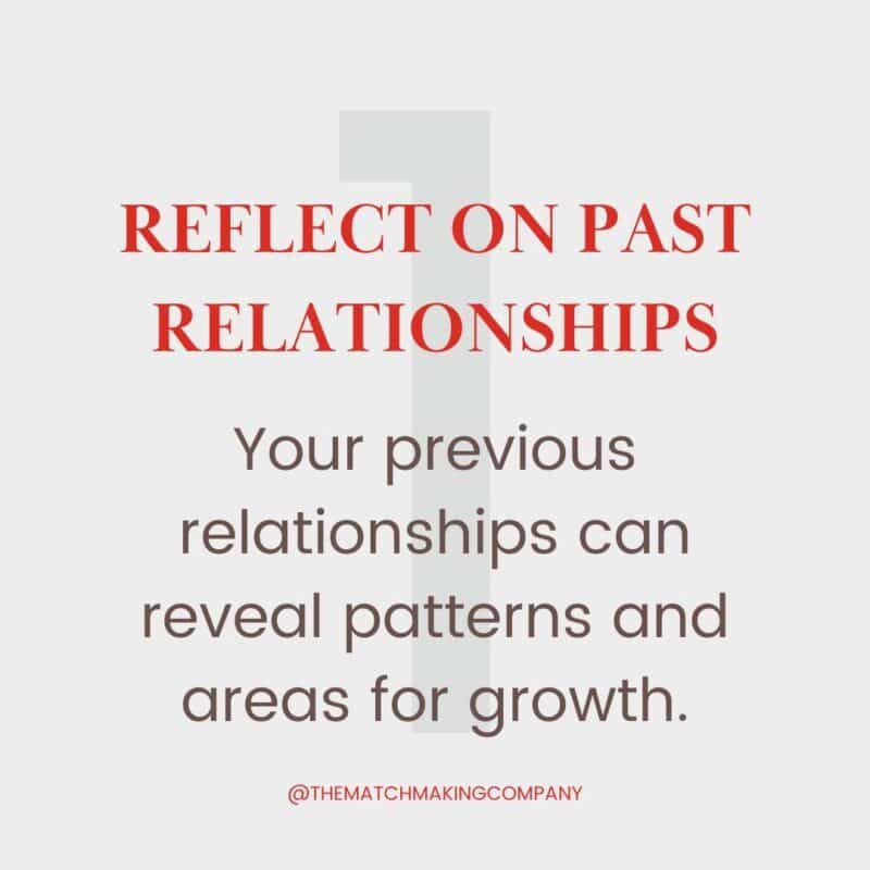 a text graphic that reads: "Your previous relationships can reveal patterns and areas for growth."