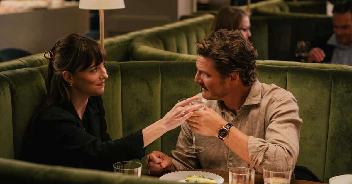 Lucy and Harry on a dinner date together. Photo: Materialists, IMDB