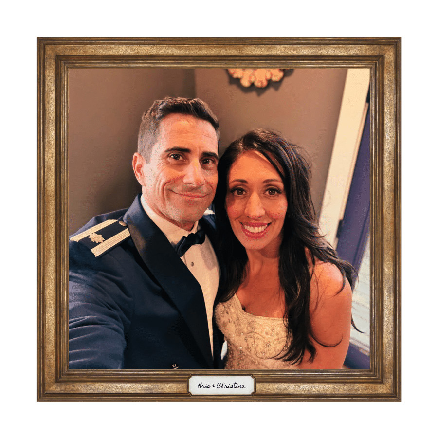 Newlyweds take a photo